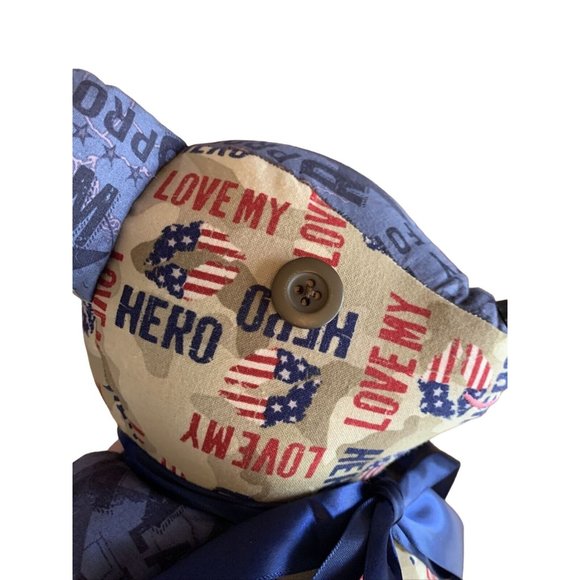Love My Hero Veterans Plush Teddy Bear 18” Handmade By A VITAS Volunteer - Picture 7 of 8